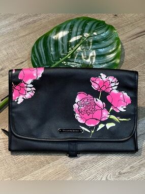 Victoria's Secret Black Cosmetic bag with Pink Floral Print